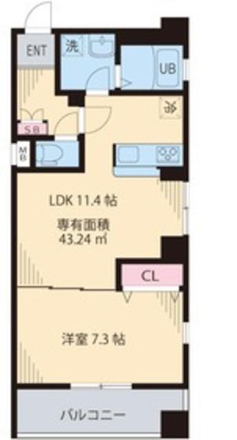 ローズウッド篠崎(1LDK/4階)の間取り写真