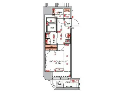 ハーモニーレジデンス錦糸町003(1K/13階)の間取り写真