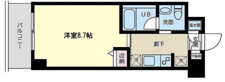 ヴァリエ原町田(1K/2階)の間取り写真