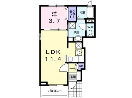 ケープパレス牛込(1LDK/1階)の間取り写真