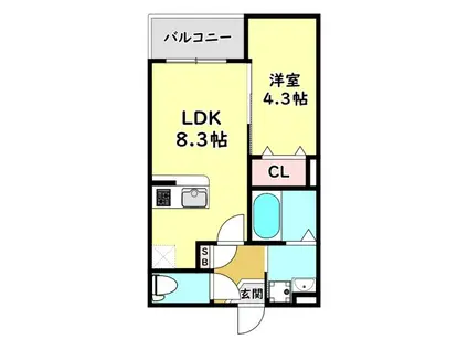 リエート 大橋町(1LDK/3階)の間取り写真