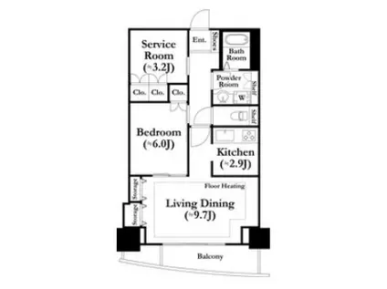 河田町ガーデン1(1SLDK/25階)の間取り写真