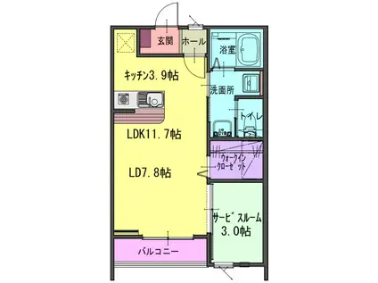 パルテG(1SLDK/2階)の間取り写真