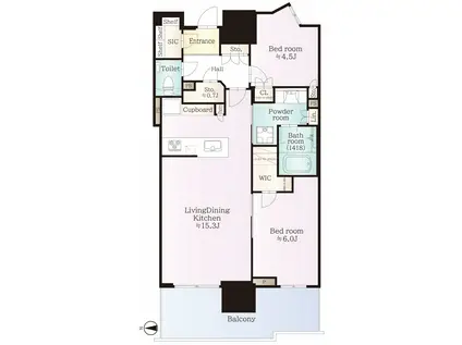 幕張ベイパークライズゲートタワ―(2SLDK/7階)の間取り写真