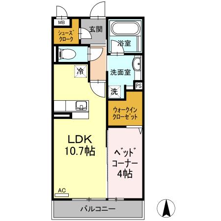 マリアエレナ(1LDK/3階)の間取り写真