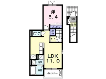 カーサプラシードII(1LDK/2階)の間取り写真