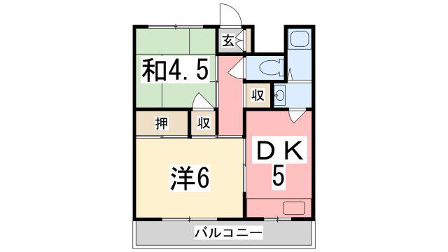 歌野マンション(2DK/2階)の間取り写真