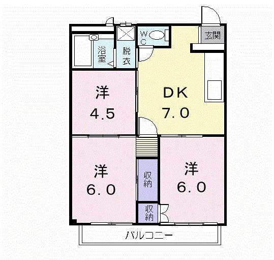 リバーハーフハイツ(3DK/2階)の間取り写真