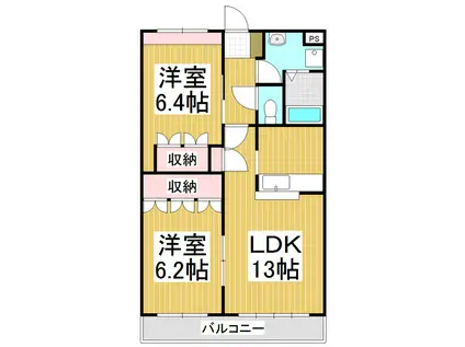イーストピア・A(2LDK/1階)の間取り写真