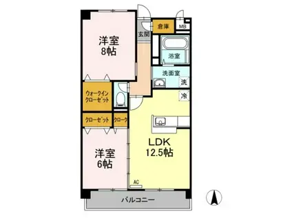 VILLA BRICK(2LDK/3階)の間取り写真