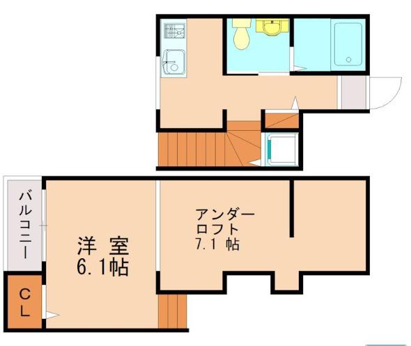 ピエス千早A(1K/1階)の間取り写真