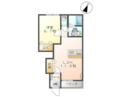 サフィニア(1LDK/1階)の間取り写真