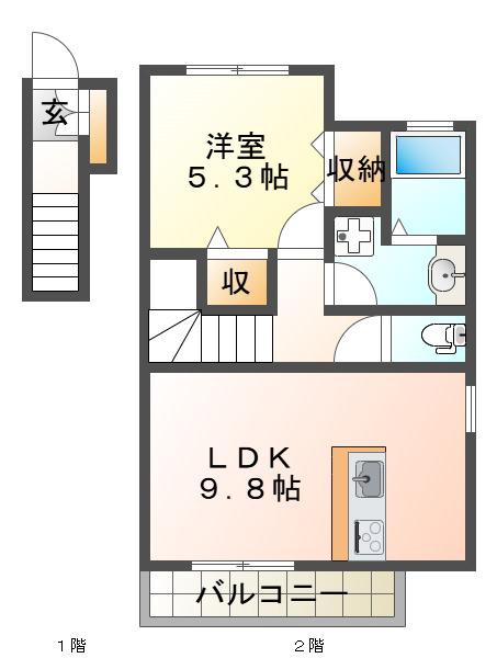 ZENIS(1LDK/2階)の間取り写真