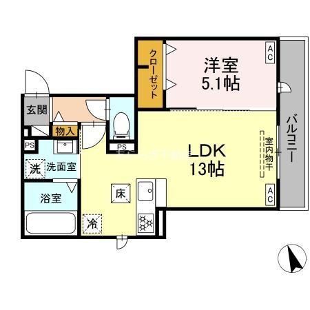 SUN HILLS三組(1LDK/1階)の間取り写真