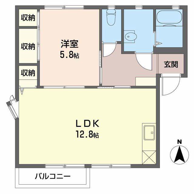 メゾンフレールB(1LDK/2階)の間取り写真