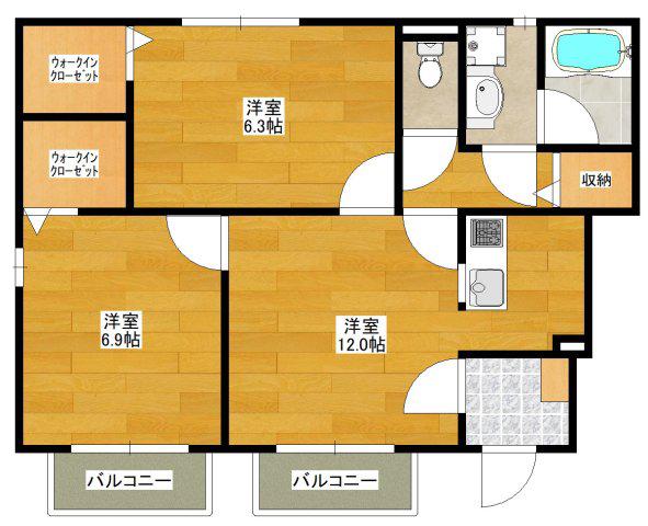 SUN VALLEY江坂(2LDK/1階)の間取り写真
