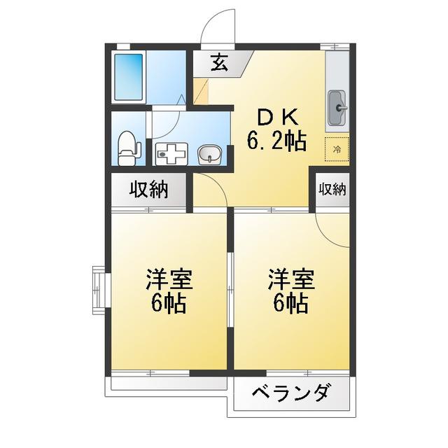 コート・サンモール(2DK/2階)の間取り写真