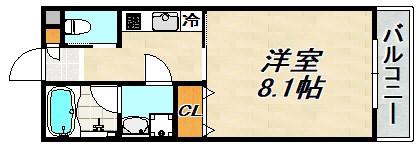 ワコーレヴィアーノ神戸片山町一丁目(1K/1階)の間取り写真
