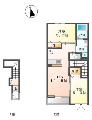 LESCHENTE7 レシェンテ7(2LDK/2階)の間取り写真