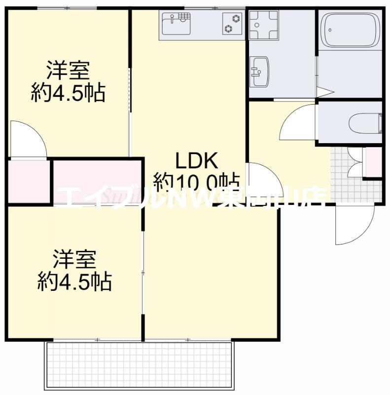 ピュアB(2LDK/2階)の間取り写真