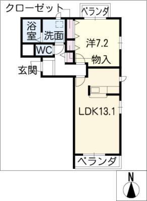 プランドール(1LDK/2階)の間取り写真
