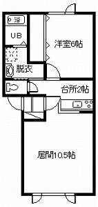 カサブランカ(1LDK/1階)の間取り写真