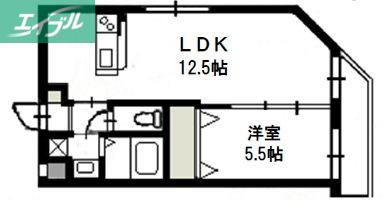 ヴィクトワール大供(1LDK/2階)の間取り写真