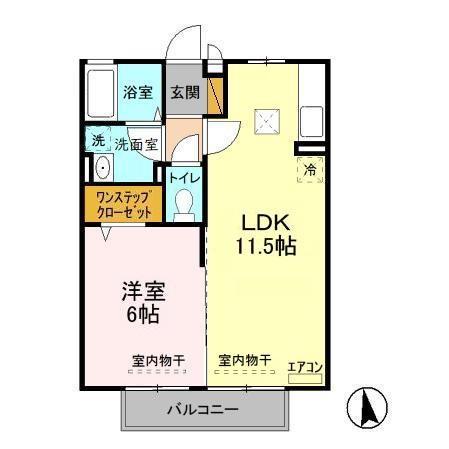 アルティスタB(1LDK/1階)の間取り写真