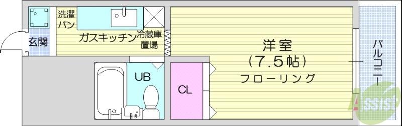 ファーイーストメゾン(1K/4階)の間取り写真