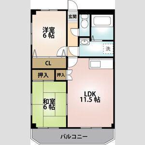 エクセランス高橋(2LDK/3階)の間取り写真
