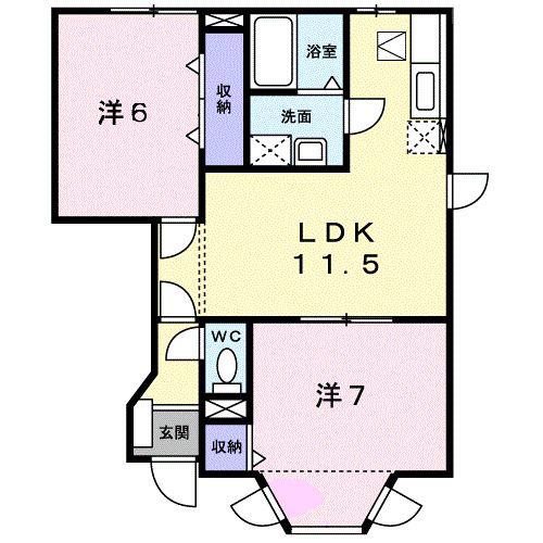 プルミェソレイユ(2LDK/1階)の間取り写真