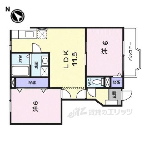 サンセールⅠ(2DK/1階)の間取り写真
