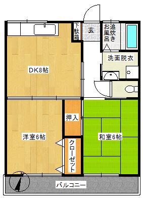 アーバンヒルズ(2DK/2階)の間取り写真