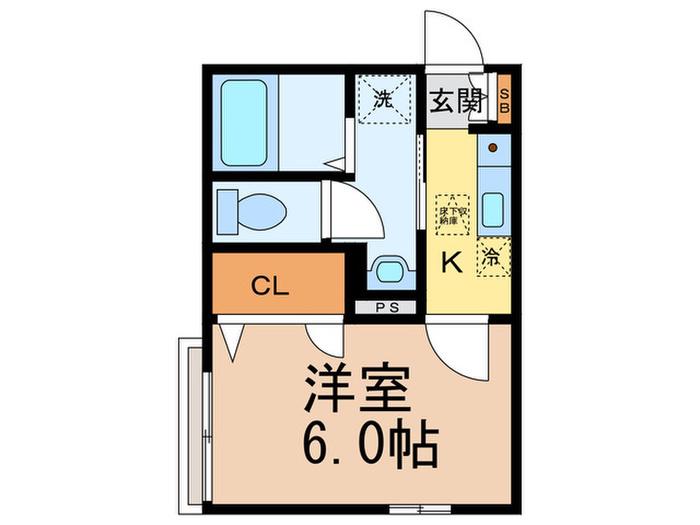PASCUA(1K/1階)の間取り写真