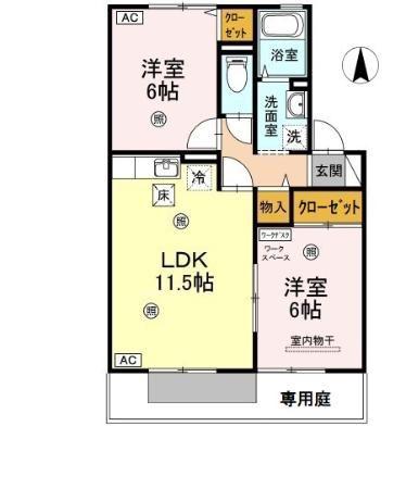 セジュールセゾン(2LDK/1階)の間取り写真