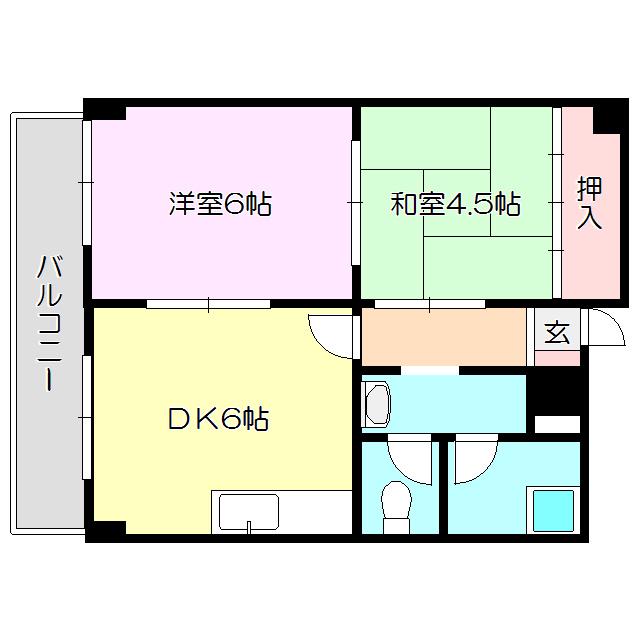 グランドハイツ北(2DK/4階)の間取り写真