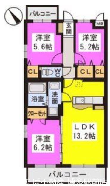 フォンターナ(3LDK/2階)の間取り写真