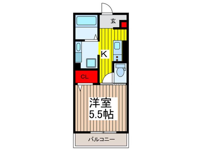 ダイワレジデンス川口(1K/2階)の間取り写真