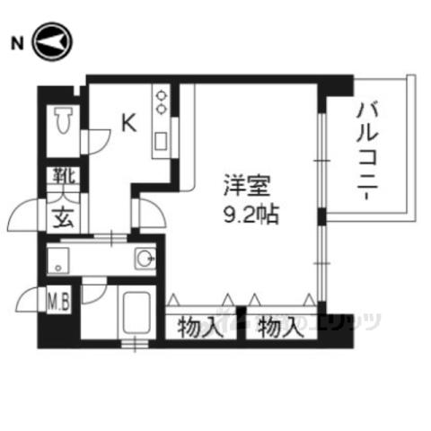 ベラジオ烏丸御池2(1K/4階)の間取り写真