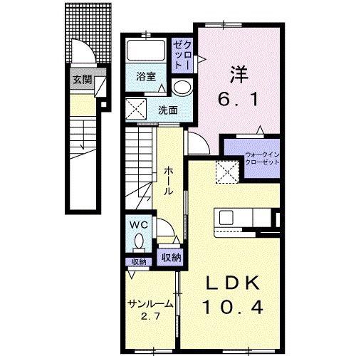ロジュマン・ド・リラ(1LDK/2階)の間取り写真