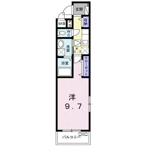 ヒカルサ 小牧田県ウエスト(1K/1階)の間取り写真