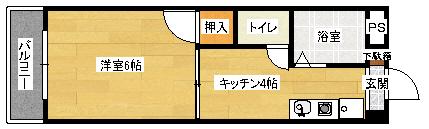ハイム波多野(1K/1階)の間取り写真