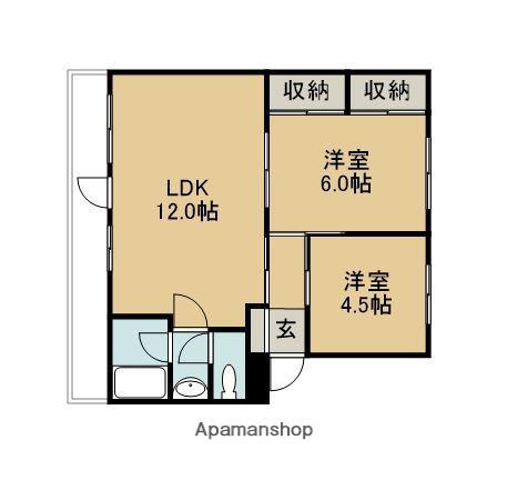 山春ビル霧島(2LDK/4階)の間取り写真