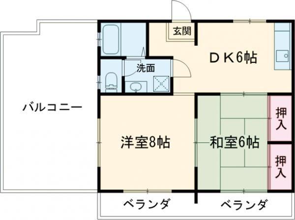 タオノガーデンハウス(2DK/2階)の間取り写真