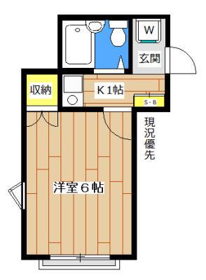 オレンジコーポ(1K/1階)の間取り写真