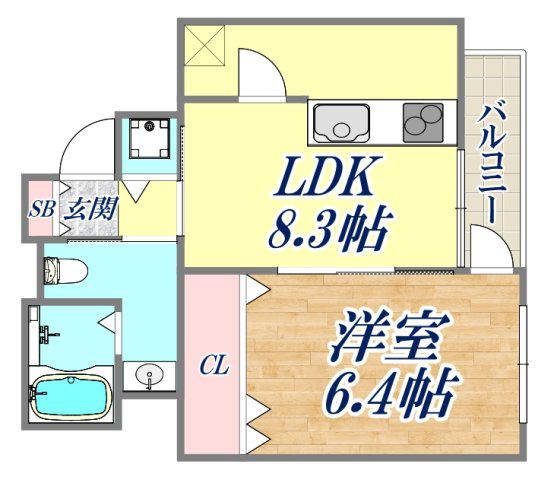 REGINA(1LDK/6階)の間取り写真