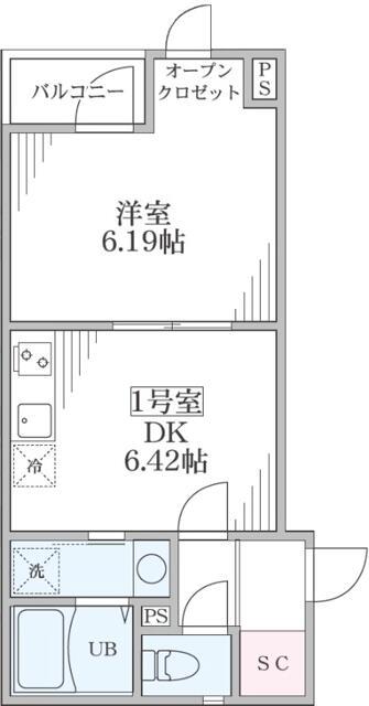 アンベリール北小岩(1DK/4階)の間取り写真