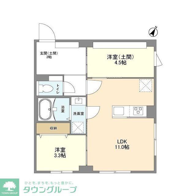 ウェルスクエア目黒(2LDK/2階)の間取り写真