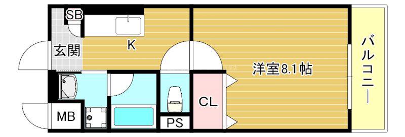 BIEN PORT(1K/2階)の間取り写真