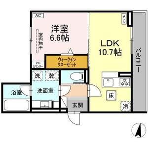 セレスティア苗代(1LDK/3階)の間取り写真